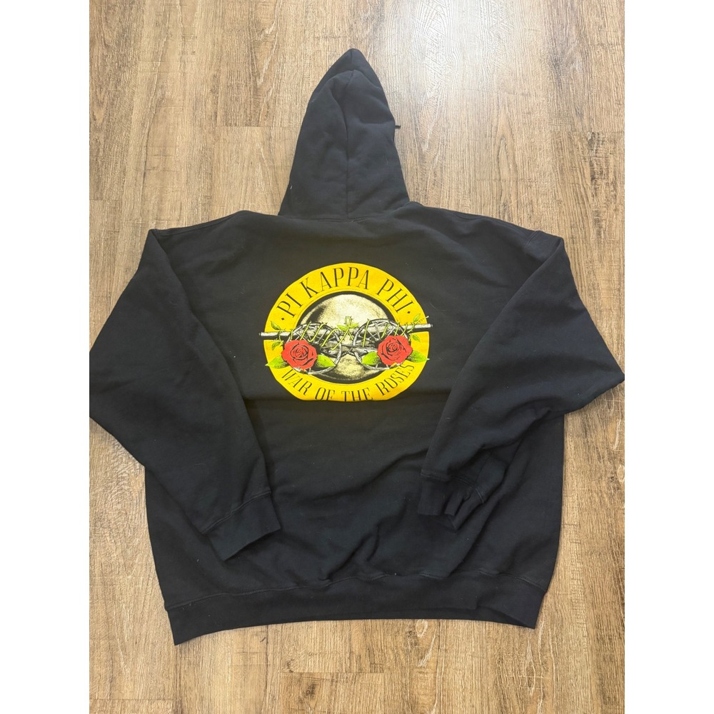 Pi Kappa Phi Fraternity Hoodie Black War of the Roses Graphic Theta Upsilon XL
